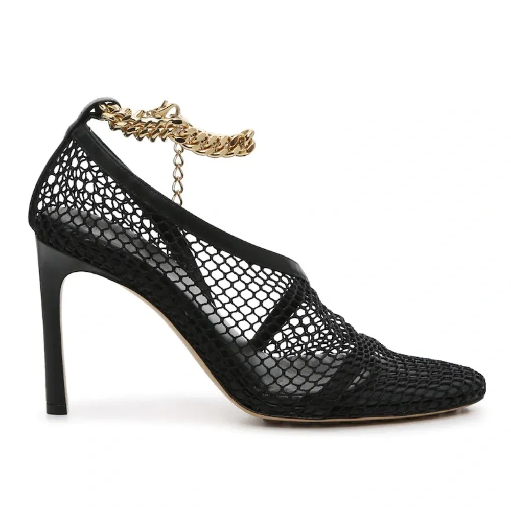 BOTTEGA VENETA Chain-embellished macramé and leather pumps Black - Picture 3 of 16